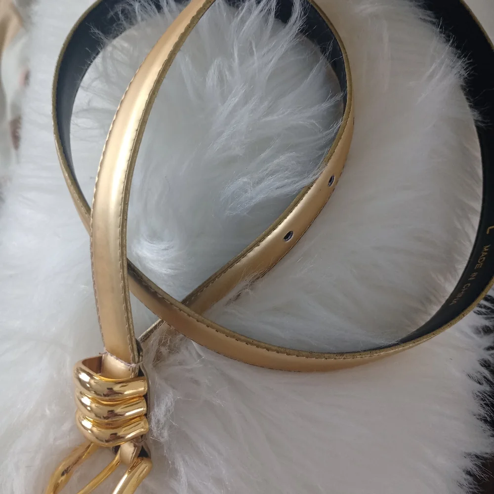 Gold Women Unbranded Belt Faux Leather Large 38 Inches